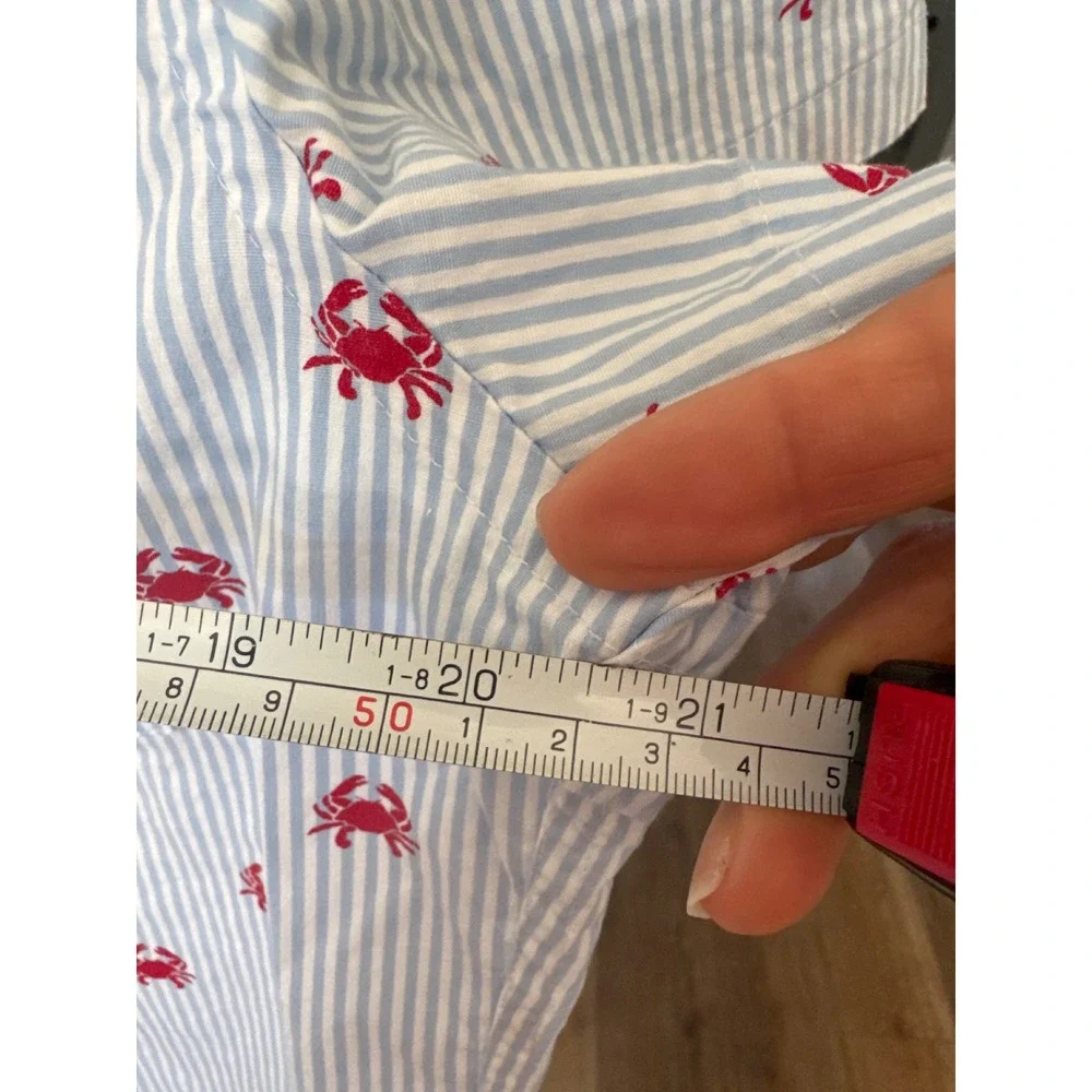 J.Crew Short-sleeve slim crab-on-stripe flex washed shirt size SM striped cotton